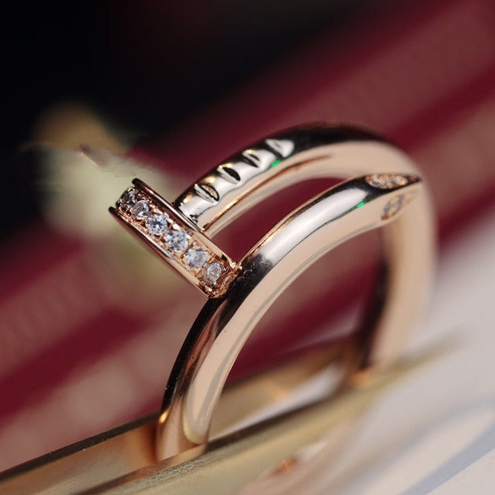 [Noble Jewelry]JUSTE RING 2.65MM PINK GOLD DIAMOND