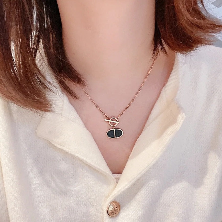 [Noble Jewelry]CHAINE VERSO BLACK CERAMIC NECKLACE