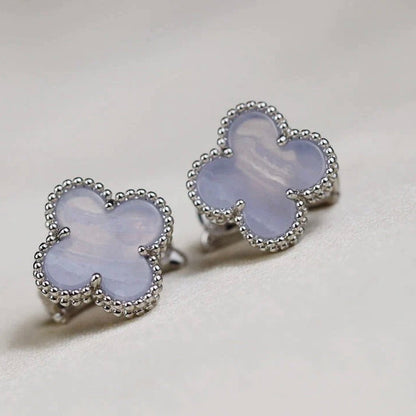 [Noble Jewelry]CLOVER MEDIUM 1 MOTIFS  WHITE MOP EARRINGS SILVER