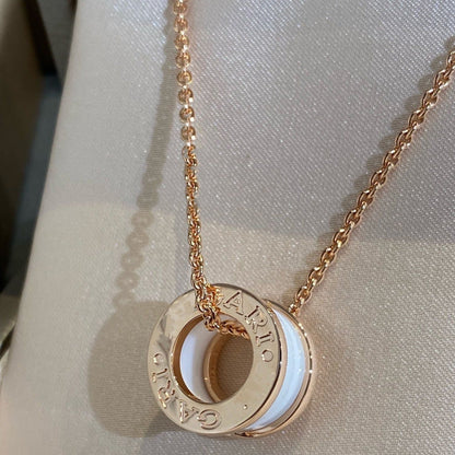 [Noble Jewelry]ZERO 1 WHITE CERAMIC PINK GOLD NECKLACE