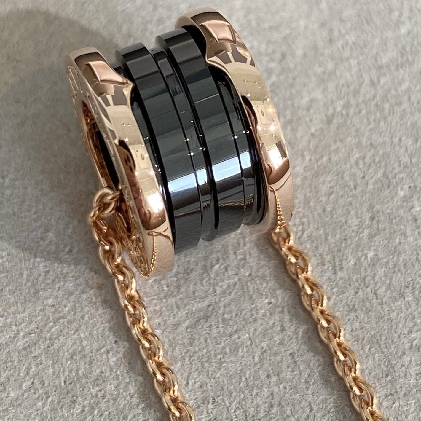 [Noble Jewelry]ZERO 1 BLACK CERAMIC PINK GOLD NECKLACE