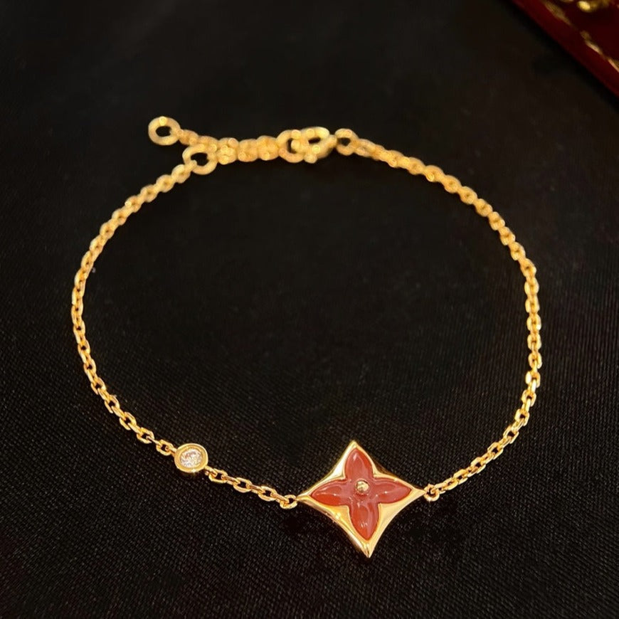 [Noble Jewelry]COLOR STAR CARNELIAN PINK GOLD DIAMOND BRACELET