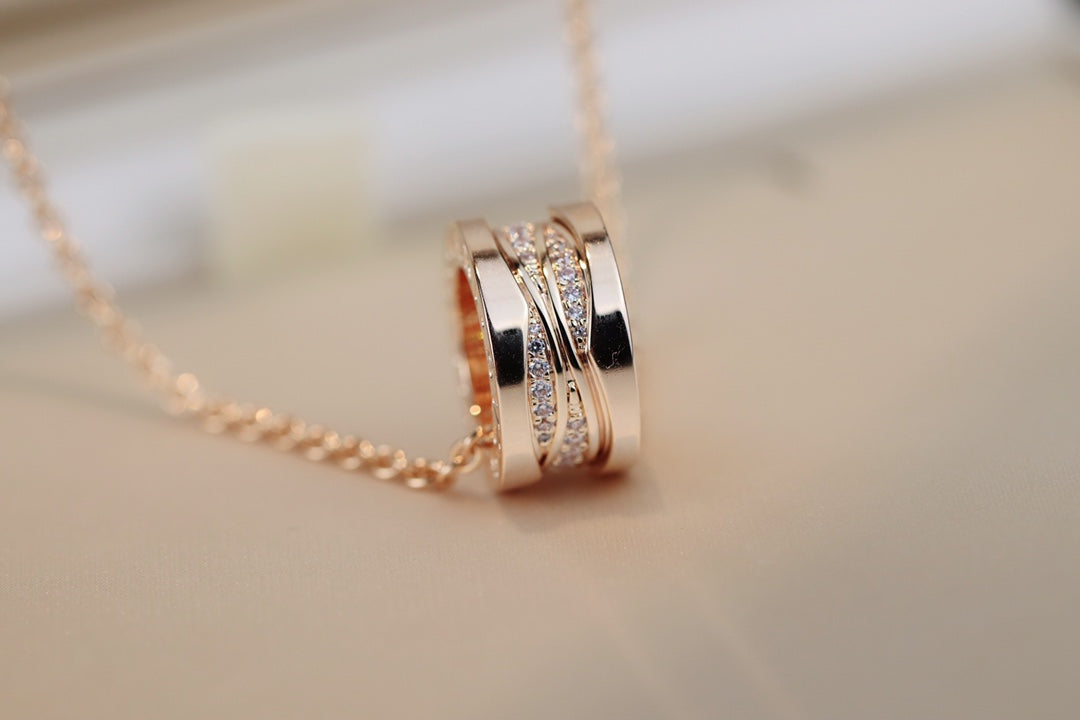 [Noble Jewelry]ZERO 1 PINK GOLD DIAMOND NECKLACE