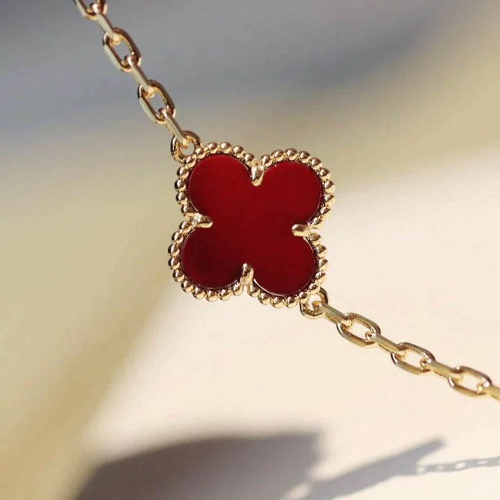 [Noble Jewelry]CLOVER 20 MOTIFS CARNELIAN NECKLACE