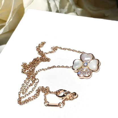 [Noble Jewelry]CLOVER MOP DIAMOND ROSE GOLD NECKLACE