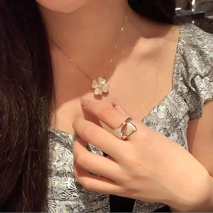 [Noble Jewelry]CLOVER MOP DIAMOND ROSE GOLD NECKLACE