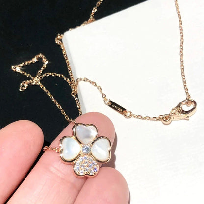 [Noble Jewelry]CLOVER MOP DIAMOND ROSE GOLD NECKLACE