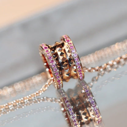 [Noble Jewelry]ZERO 1 ROCK PINK GOLD PINK DIAMOND NECKLACE