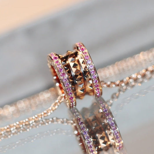 [Noble Jewelry]ZERO 1 ROCK PINK GOLD PINK DIAMOND NECKLACE