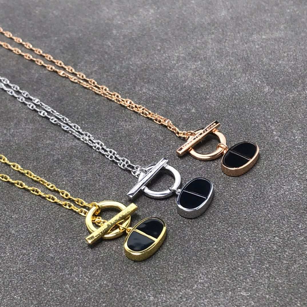 [Noble Jewelry]CHAINE VERSO BLACK CERAMIC SILVER NECKLACE