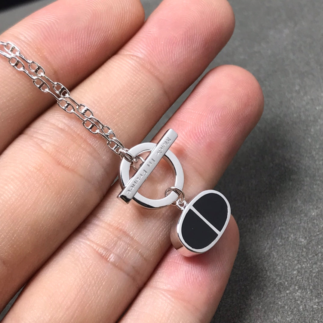 [Noble Jewelry]CHAINE VERSO BLACK CERAMIC SILVER NECKLACE