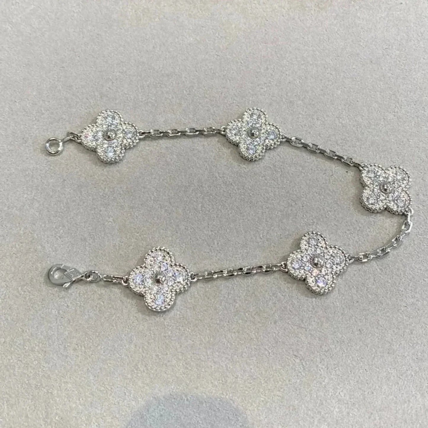 [Noble Jewelry]CLOVER 5 MOTIFS  DIAMOND BRACELET SILVER