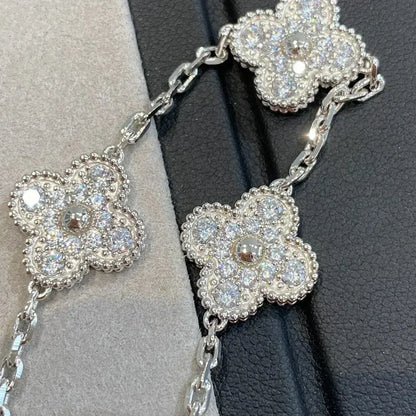 [Noble Jewelry]CLOVER 5 MOTIFS  DIAMOND BRACELET SILVER