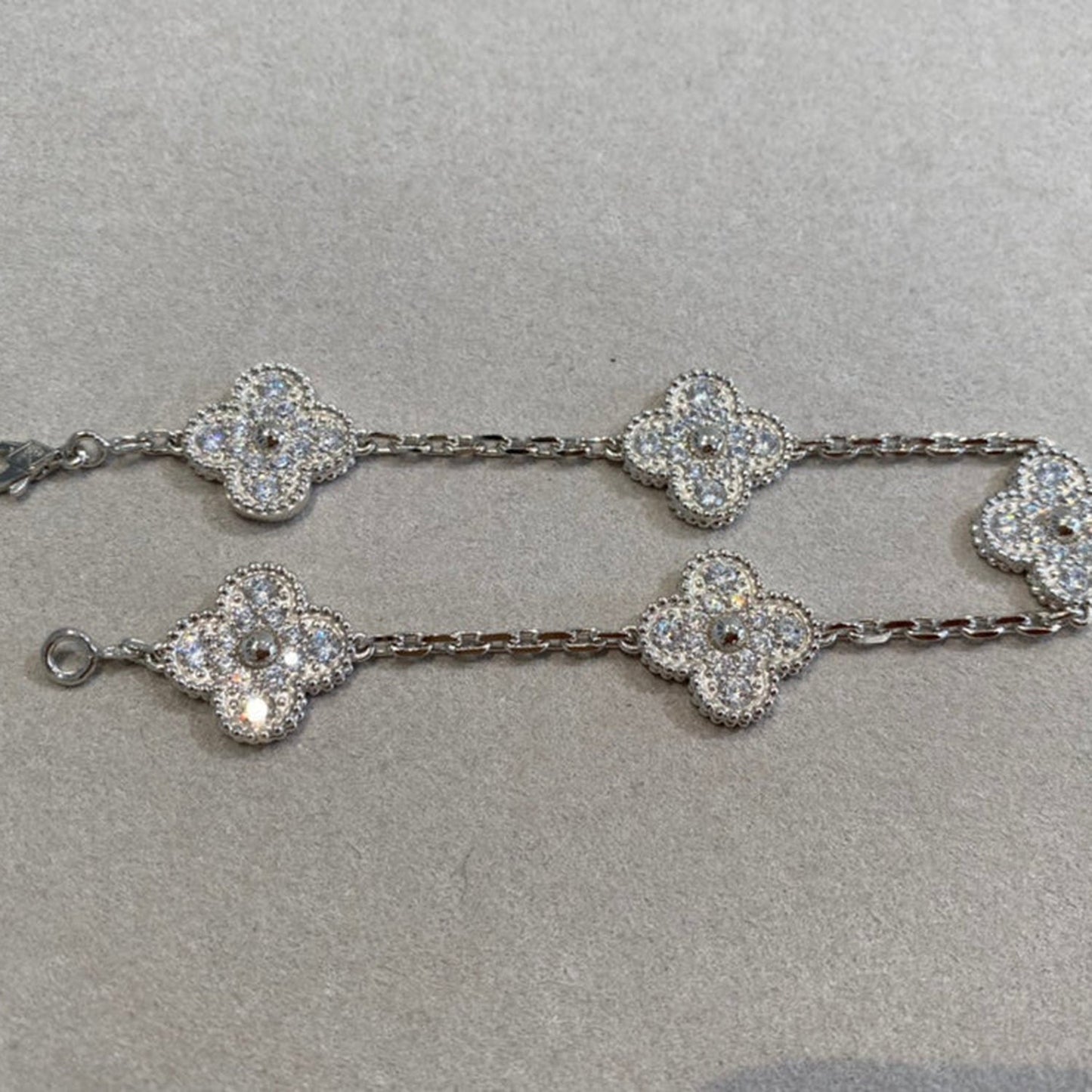 [Noble Jewelry]CLOVER 5 MOTIFS  DIAMOND BRACELET SILVER