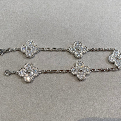 [Noble Jewelry]CLOVER 5 MOTIFS  DIAMOND BRACELET SILVER