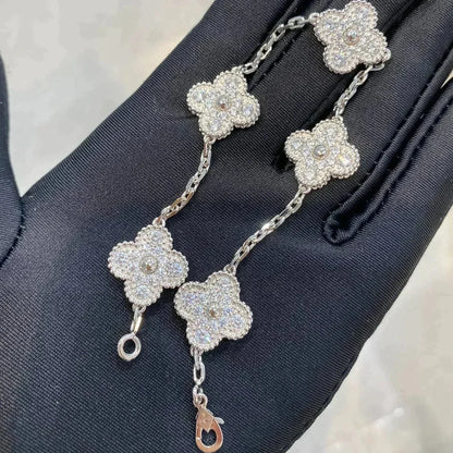 [Noble Jewelry]CLOVER 5 MOTIFS  DIAMOND BRACELET SILVER