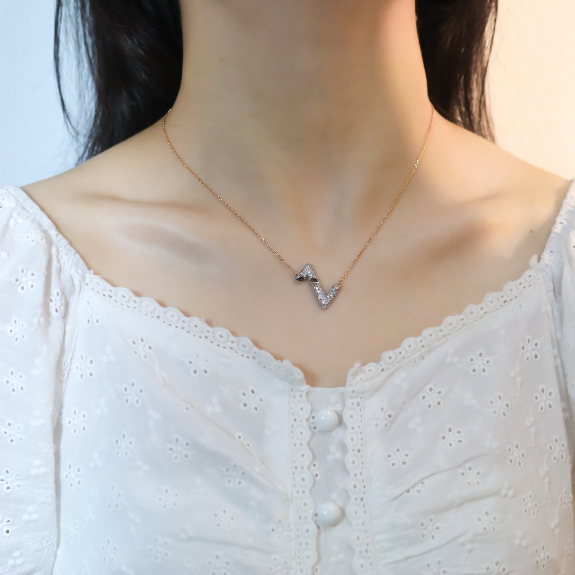 [Noble Jewelry]VOLT SILVER DIAMOND PEDANT NECKLACE