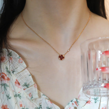 [Noble Jewelry]SUN PEDANT PINK GOLD 1 DIAMOND NECKLACE