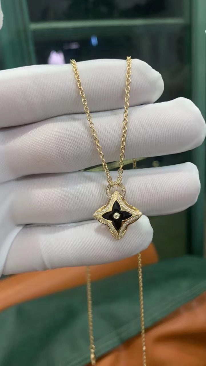 [Noble Jewelry]STAR PEDANT PINK GOLD DIAMOND NECKLACE