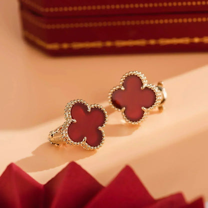 [Noble Jewelry]CLOVER MEDIUM 1 MOTIFS CARNELIAN  EARRINGS