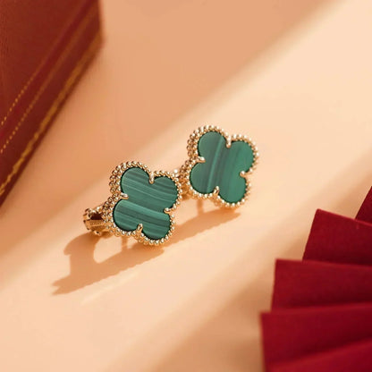 [Noble Jewelry]CLOVER MEDIUM 1 MOTIFS MALACHITE  EARRINGS