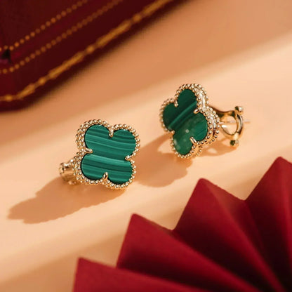 [Noble Jewelry]CLOVER MEDIUM 1 MOTIFS MALACHITE  EARRINGS