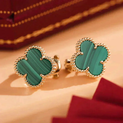 [Noble Jewelry]CLOVER MEDIUM 1 MOTIFS MALACHITE  EARRINGS