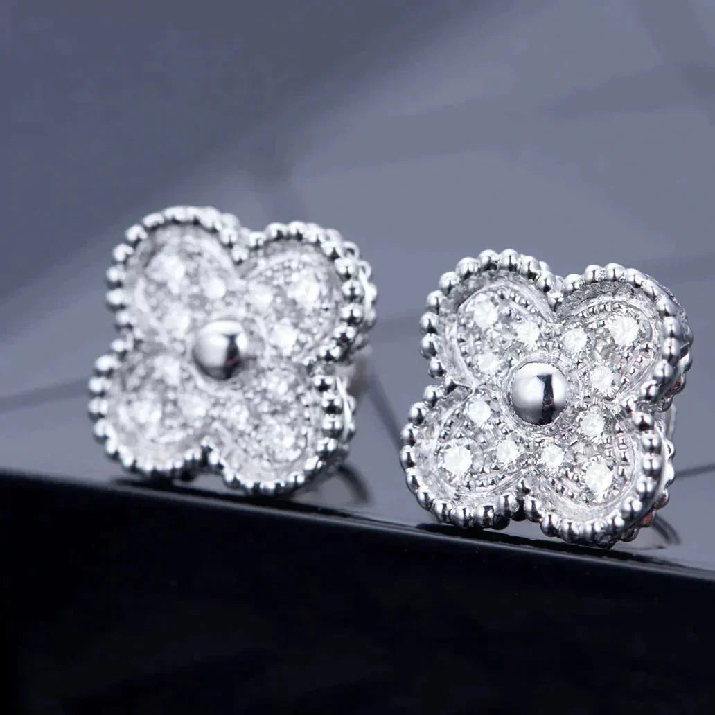 [Noble Jewelry]CLOVER 1 MOTIFS DIAMOND STUD EARRINGS SILVER