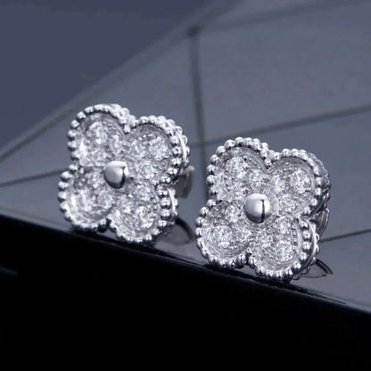 [Noble Jewelry]CLOVER 1 MOTIFS DIAMOND STUD EARRINGS SILVER