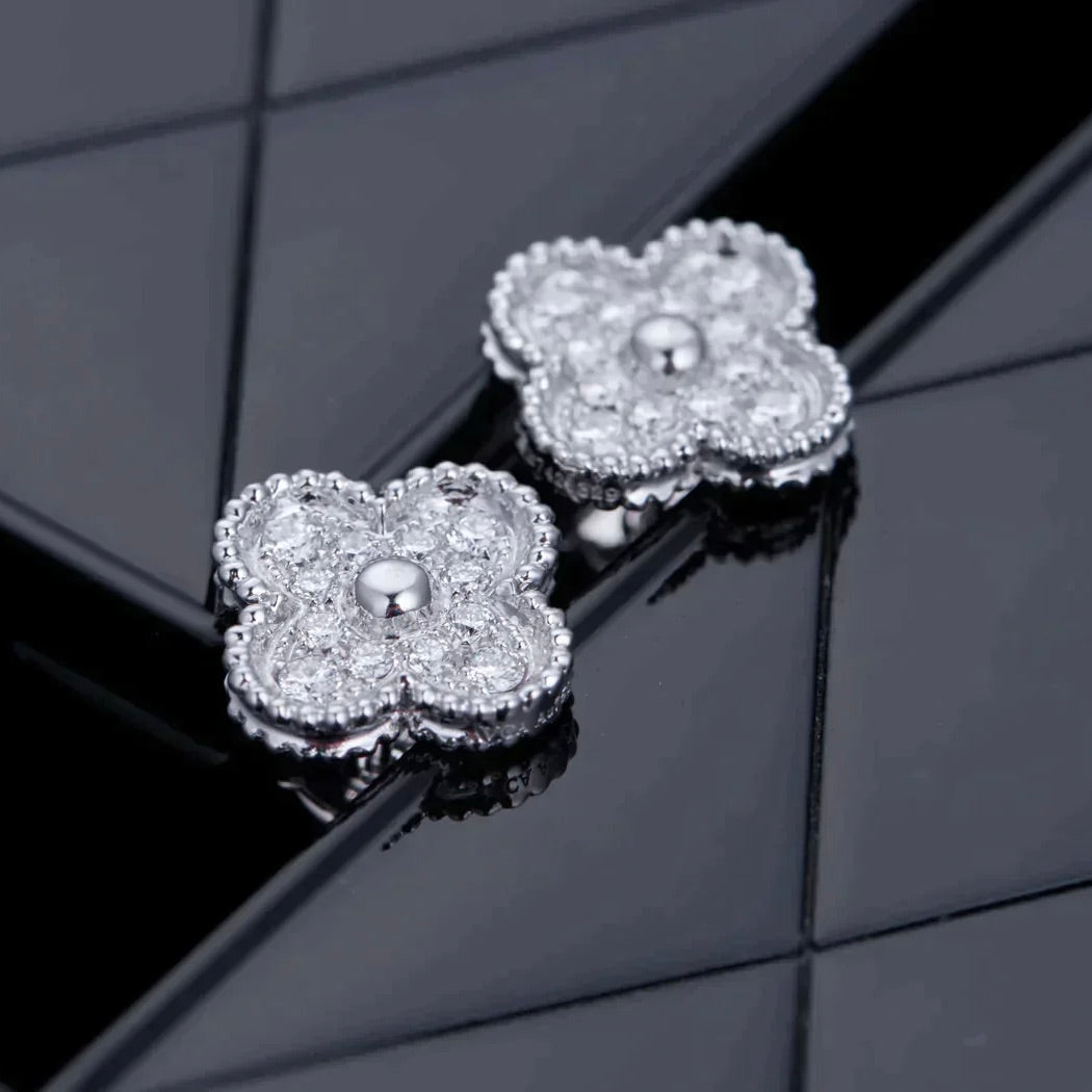 [Noble Jewelry]CLOVER 1 MOTIFS DIAMOND STUD EARRINGS SILVER