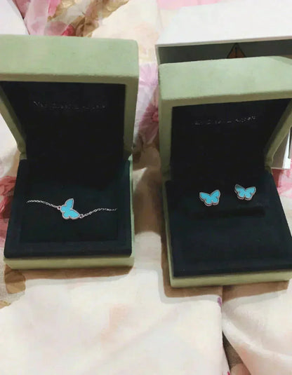 [Noble Jewelry]BUTTERFLY TURQUOISE EARRINGS SILVER