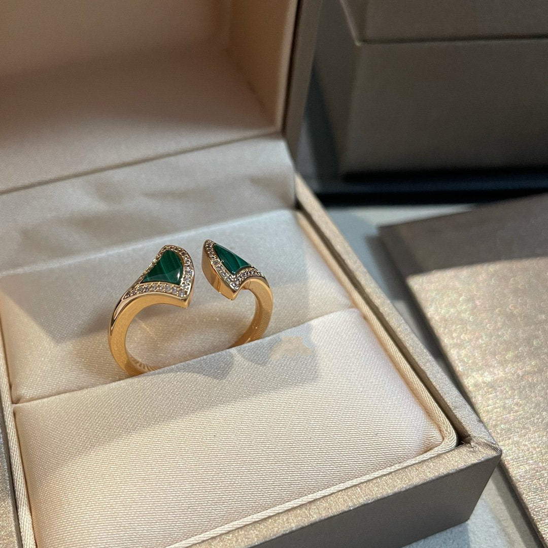 [Noble Jewelry]DREAM MALACHITE DIAMOND OPEN RING