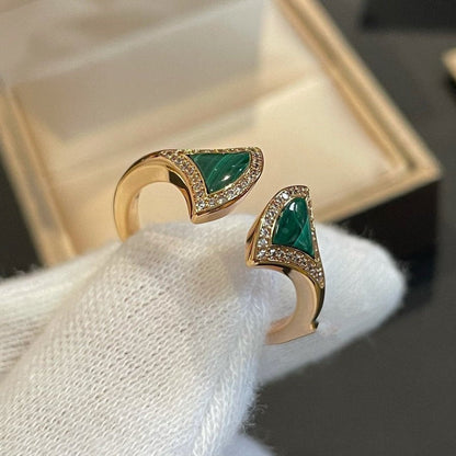 [Noble Jewelry]DREAM MALACHITE DIAMOND OPEN RING