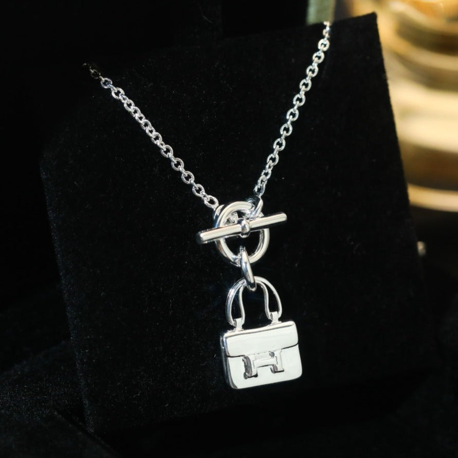 [Noble Jewelry]POP H PEDANT SILVER NECKLACE