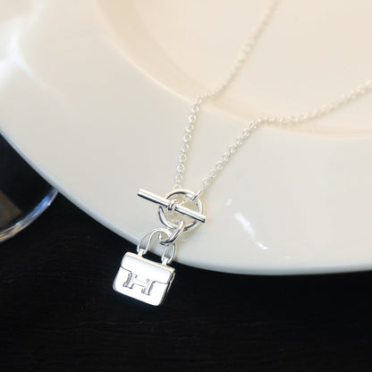 [Noble Jewelry]POP H PEDANT SILVER NECKLACE