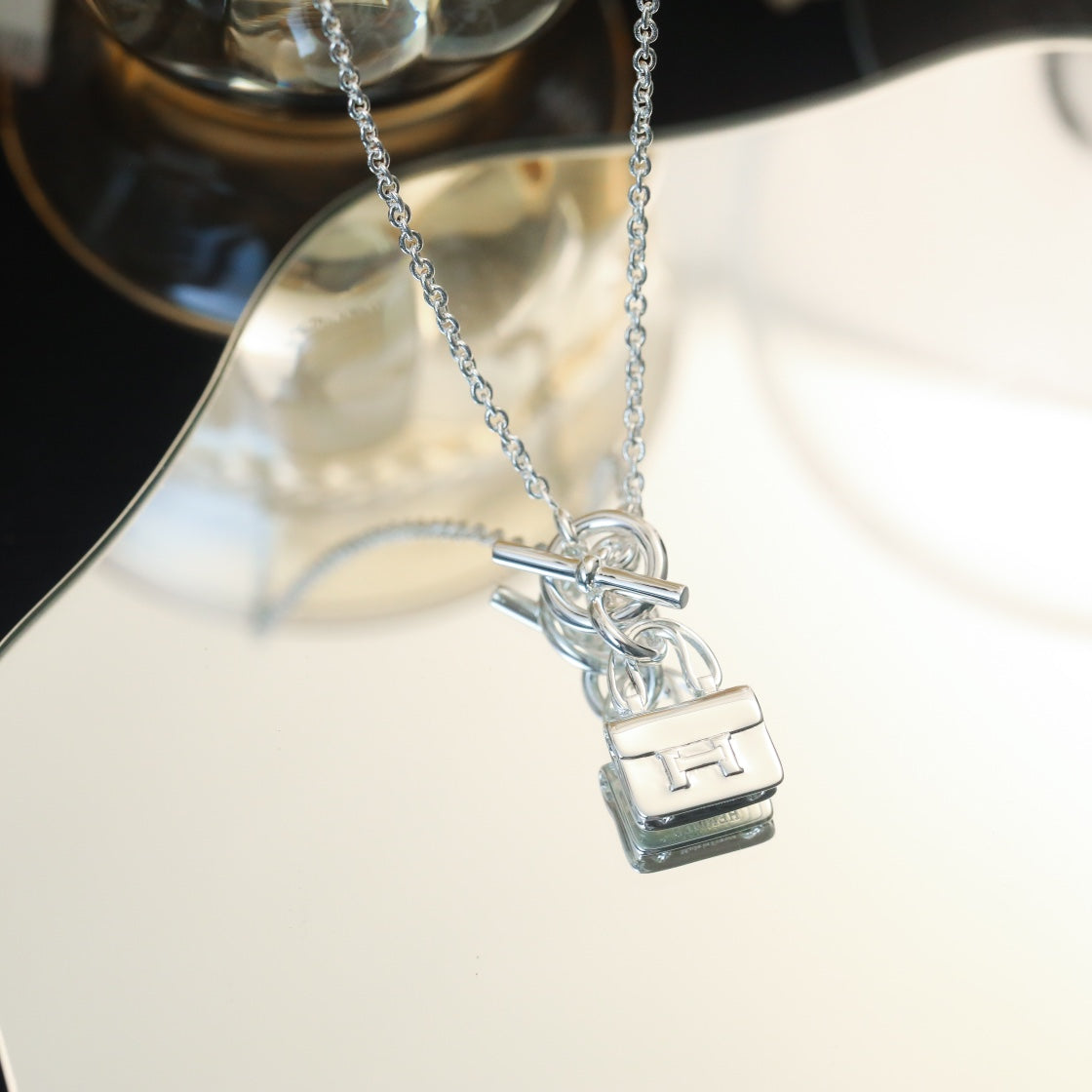 [Noble Jewelry]POP H PEDANT SILVER NECKLACE