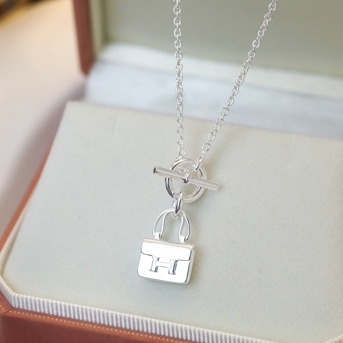 [Noble Jewelry]POP H PEDANT SILVER NECKLACE