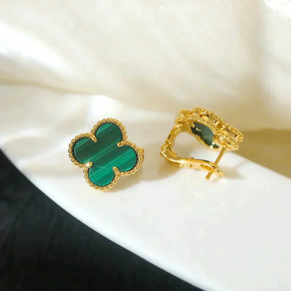 [Noble Jewelry]CLOVER MEDIUM 1 MOTIFS MALACHITE  EARRINGS