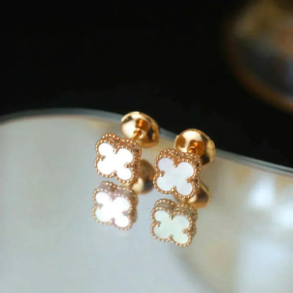 [Noble Jewelry]CLOVER MINI 9.5MM WHITE MOP EARRINGS