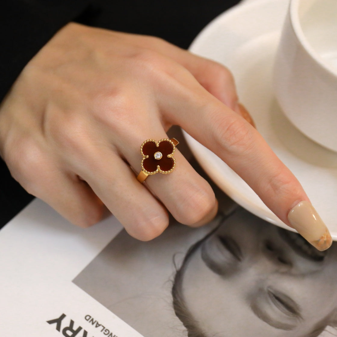 [Noble Jewelry]CLOVER CARNELIAN RING ROSE GOLD DIAMOND