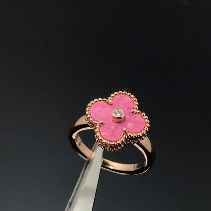 [Noble Jewelry]CLOVER RHODONITE ROSE GOLD RING