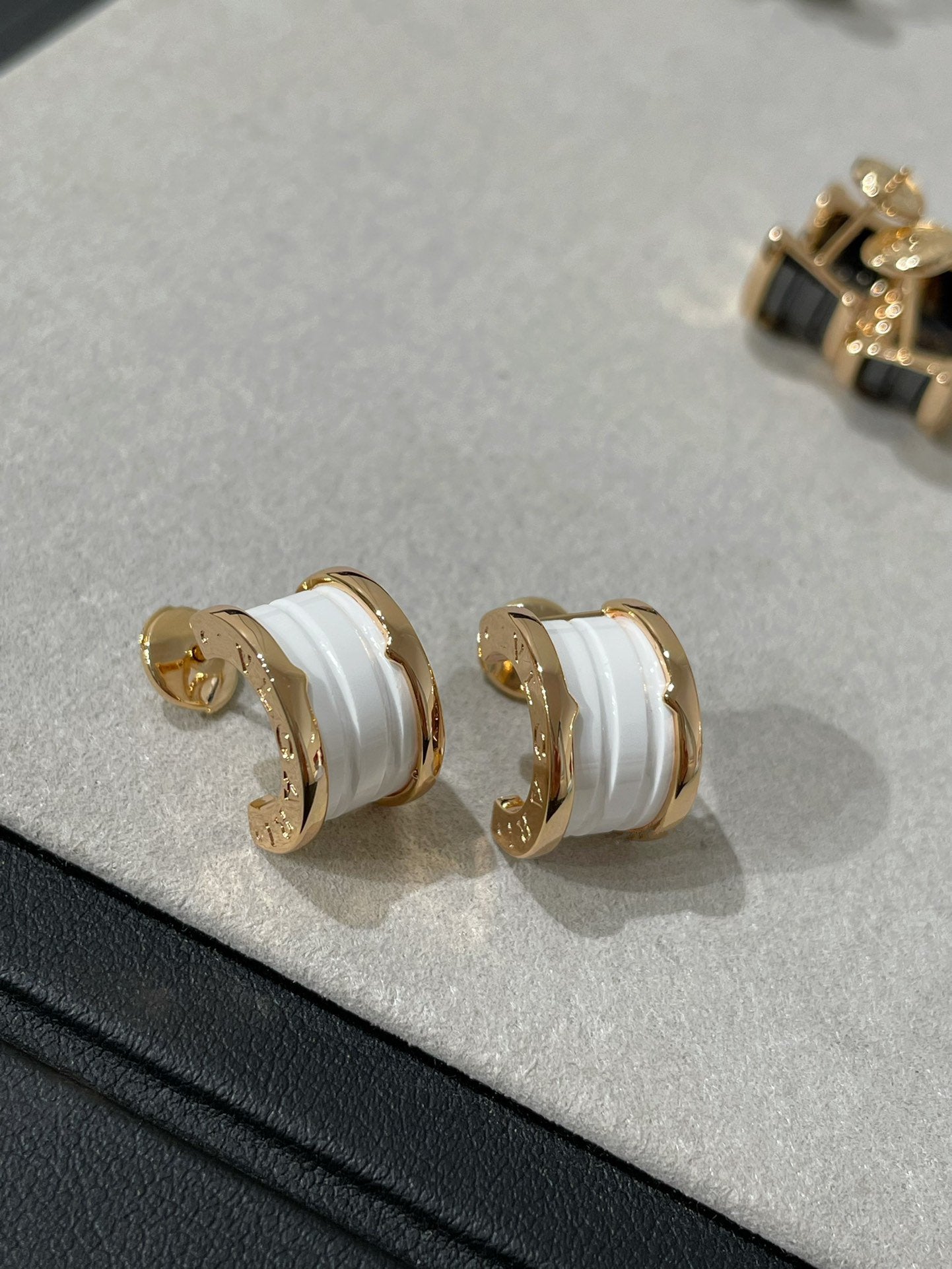 [Noble Jewelry]ZERO 1 PINK GOLD CERAMIC EARRINGS