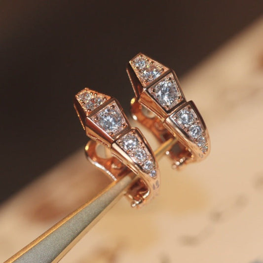 [Noble Jewelry]SERPENT PINK GOLD DIAMOND EARRINGS