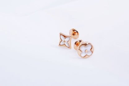 [Noble Jewelry]STAR AND SUN PINK GOLD MOP STUD EARRINGS