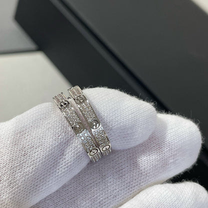 [Noble Jewelry]LOVE DIAMOND SILVER HOOP EARRINGS