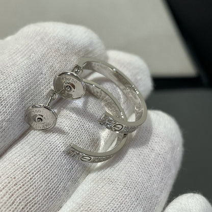 [Noble Jewelry]LOVE DIAMOND SILVER HOOP EARRINGS