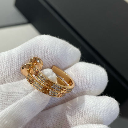 [Noble Jewelry]LOVE DIAMOND PINK GOLD HOOP EARRINGS