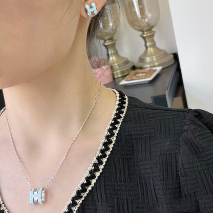 [Noble Jewelry]POP H SKY BLUE NECKLACE