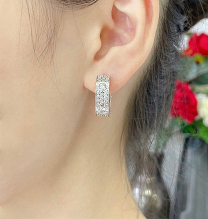 [Noble Jewelry]LOVE 5.5MM DIAMOND PAVED EARRINGS