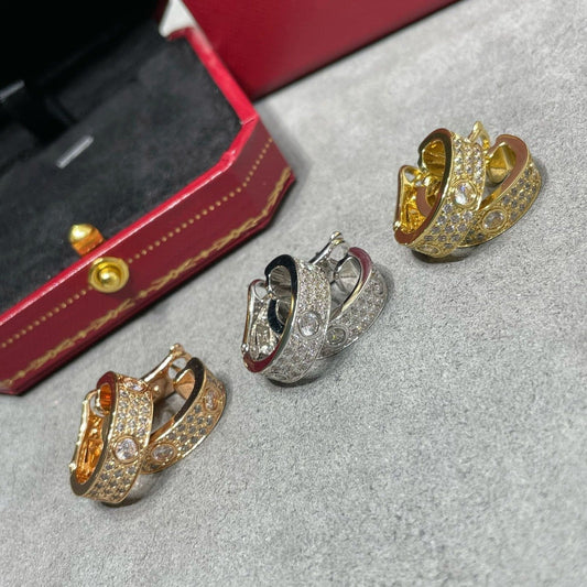 [Noble Jewelry]LOVE 5.5MM DIAMOND PAVED EARRINGS